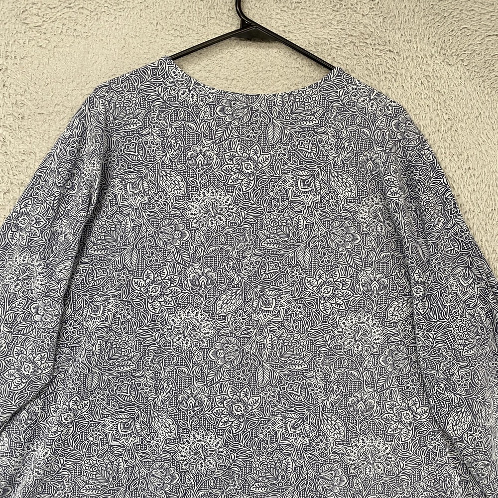 Pure Jill T-Shirt Womens 2X Blue Floral Pima Cotton Long Sleeve Shirttail Tee - Picture 10 of 12